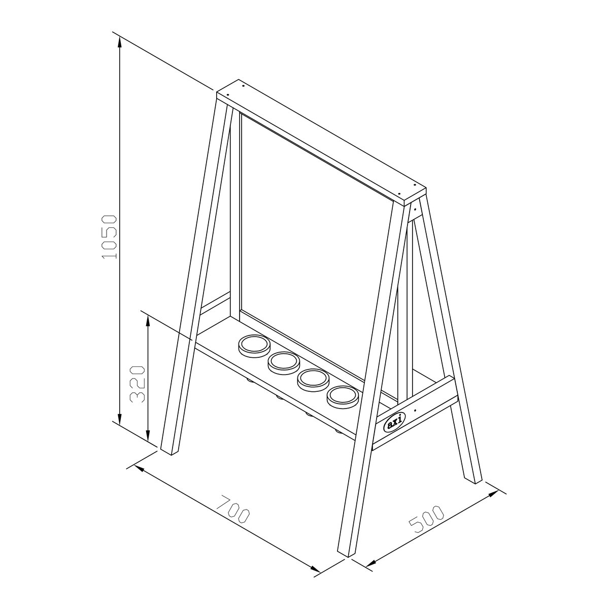 axi Staffelei Eric mit Acrylglas-Leinwand, dunkelbraun