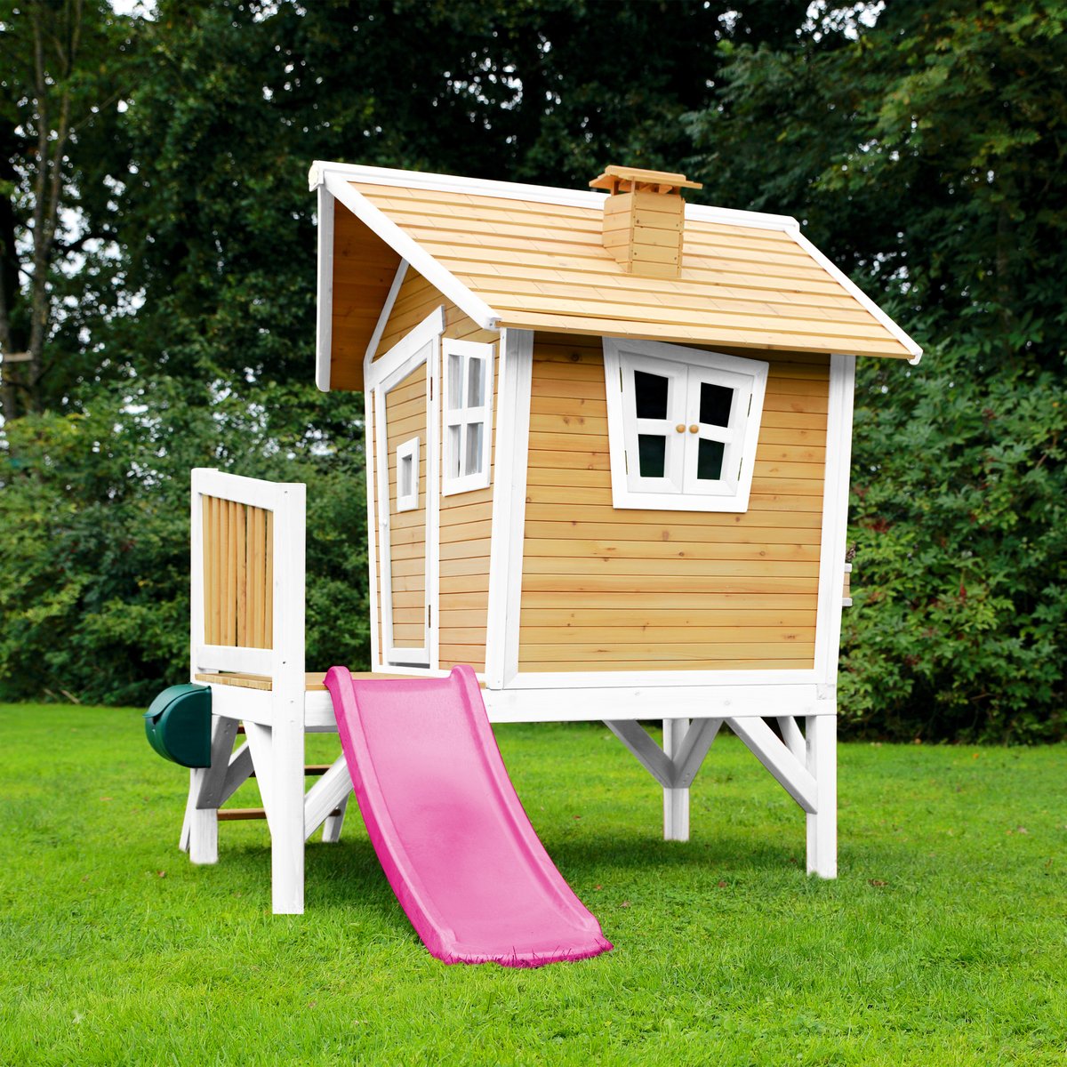 AXI Spielhaus Robin braun/weiß mit Rutsche lila