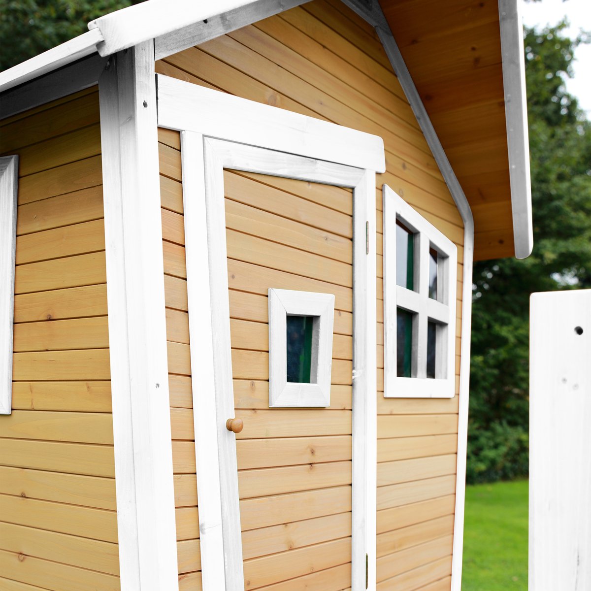 AXI Spielhaus Robin braun/weiß mit Rutsche lila