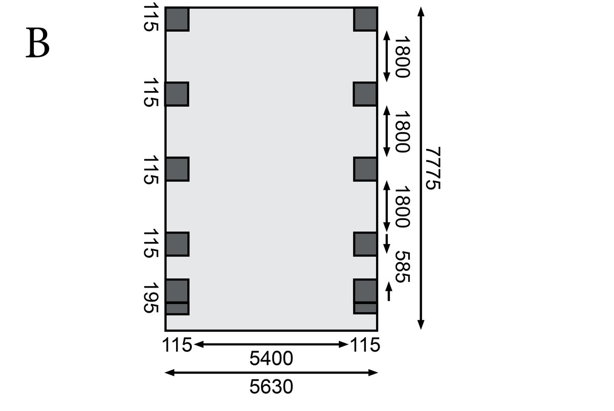 Einzelcarport CLASSIC 3 Variante C - 318x860 cm, kdi mit PVC-Dach