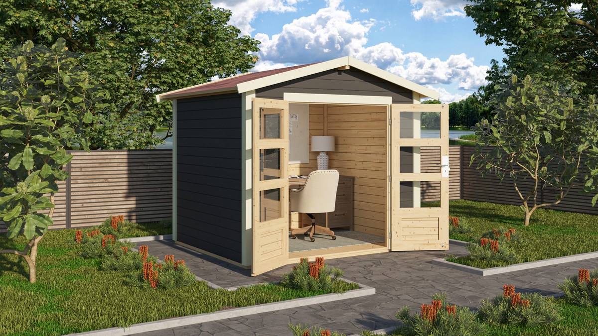 Gartenhaus Talkau 3 - 244x204 cm, 28 mm Holz terragrau, Karibu