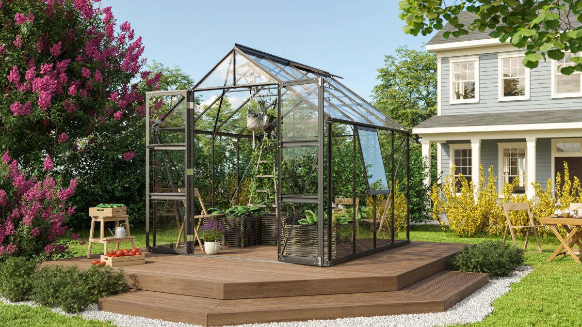 Vitavia Gewächshaus Olymp 6700 ESG3mm, schwarz