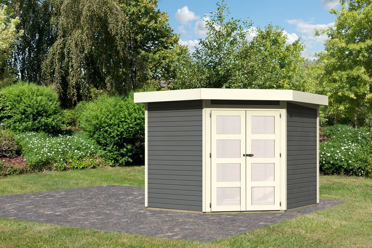 Gartenhaus Goldendorf 5, 242x246 cm, 19 mm Holz terragrau, Karibu