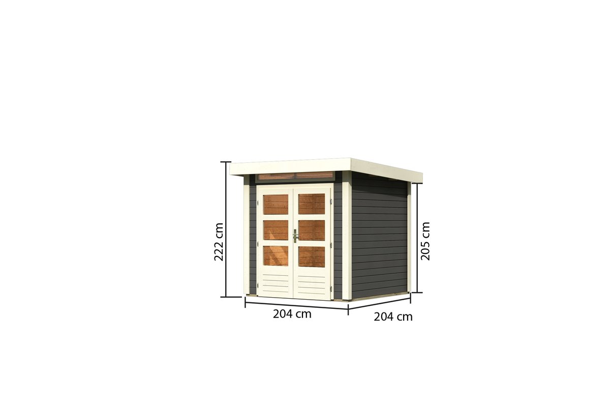 Gartenhaus Kandern 1  - 204x204 cm, 28 mm Holz terragrau, Karibu
