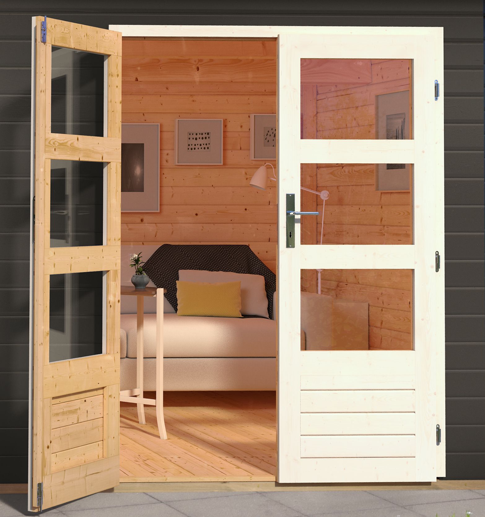 Gartenhaus Talkau 3 - 244x204 cm, 28 mm Holz terragrau, Karibu