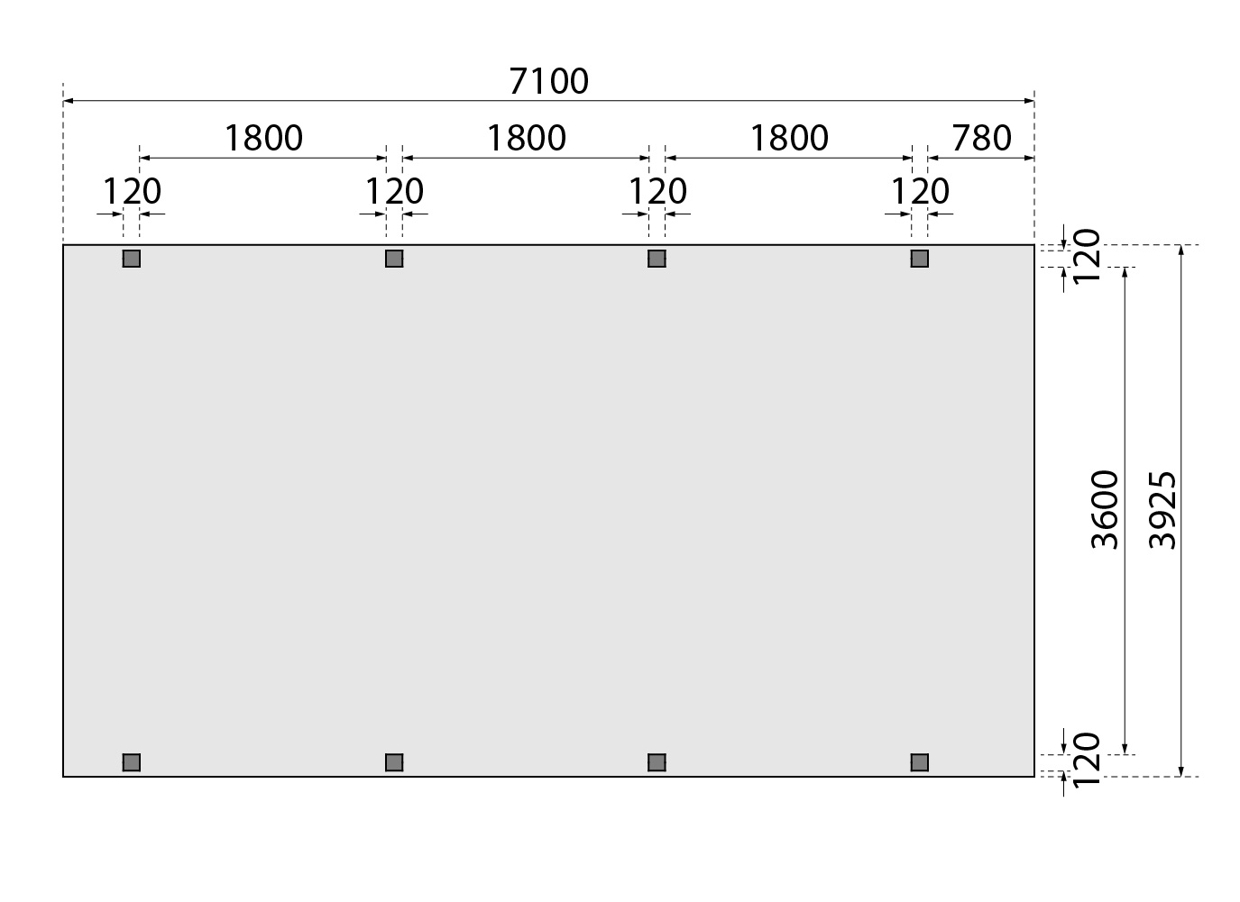 Caravan-Carport - 394x712x374 cm kdi, extra hoch, Karibu