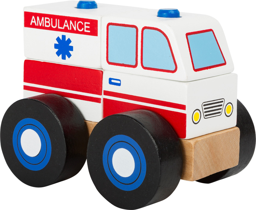 Krankenwagen Konstruktionsfahrzeug, Holzbausteine 
