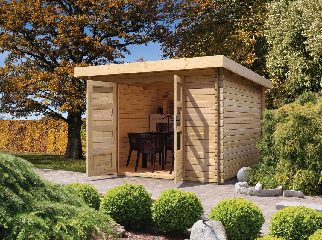 Gartenhaus Bastrup 3 - 297x237 cm, 28 mm Holz naturbelassen, Karibu