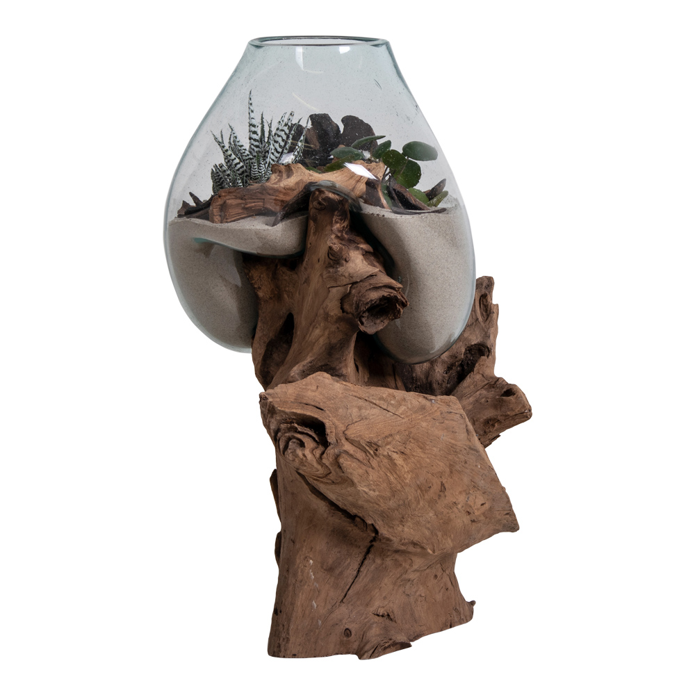 San Marino Waterdrop Holz Skulptur mit Glasvase