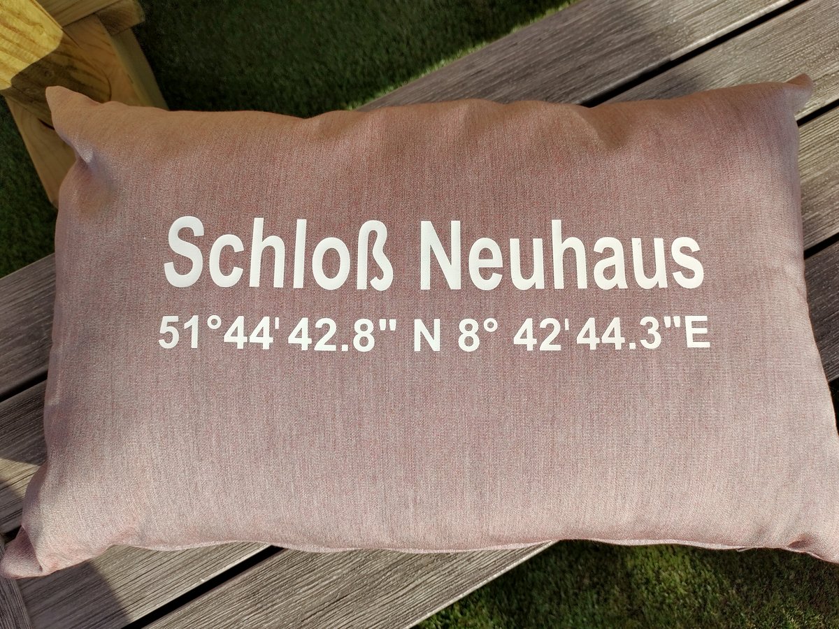 Heimatliebe-Kissen, "Schloß Neuhaus", scarlett, Outdoor-Kissen, 45 x 35 cm
