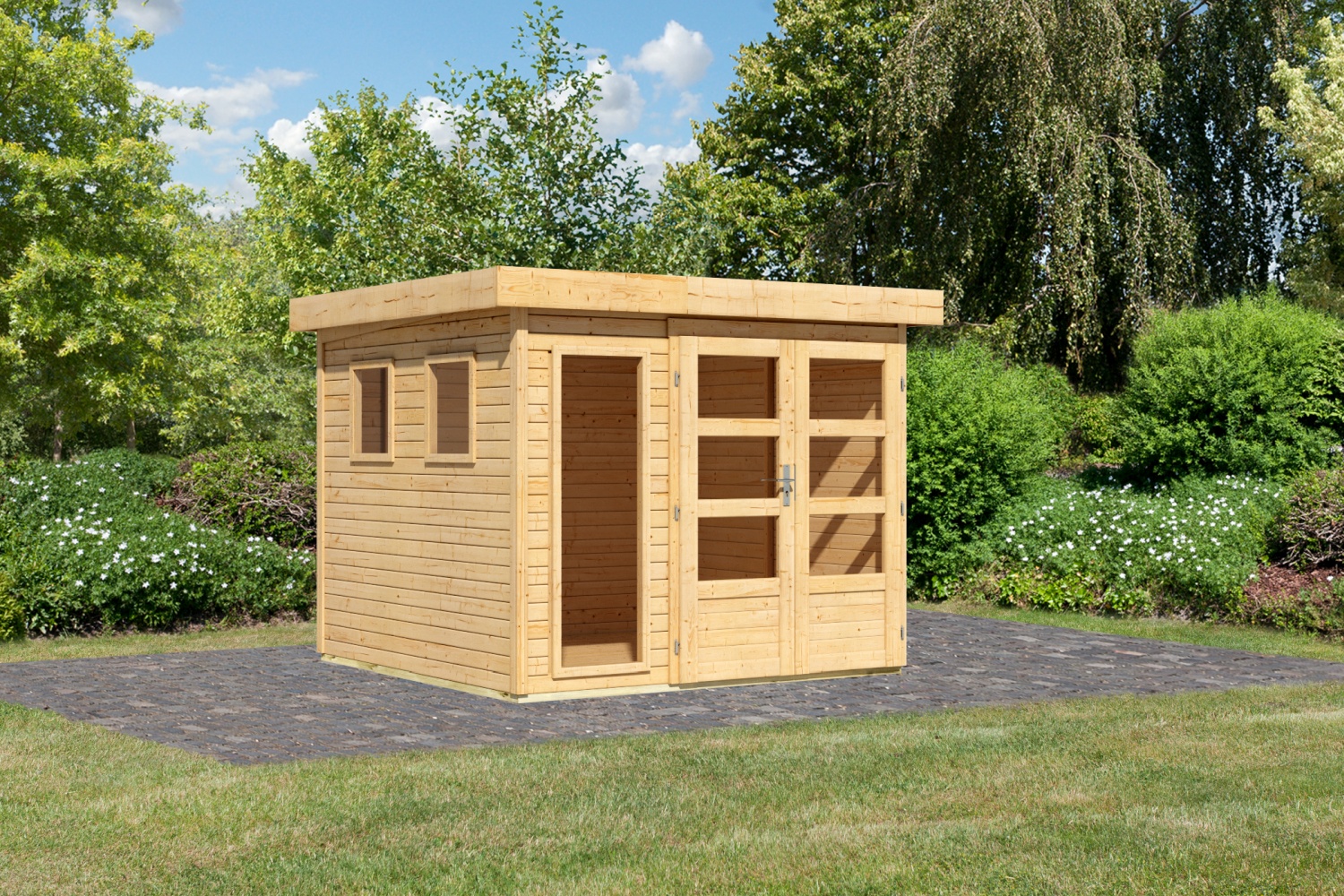Gartenhaus Lahar 3,5, 242x246 cm, 19 mm Holz naturbelassen, Karibu