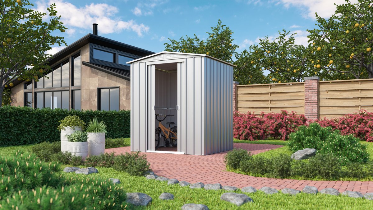 Gerätehaus Dream Gartenmanager 65, silber metallic 184 x 154 cm