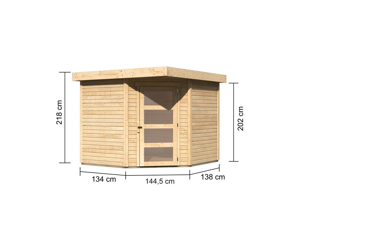 Gartenhaus Schwandorf 5, 242 x 246 cm, 19 mm Holz naturbelassen, Karibu