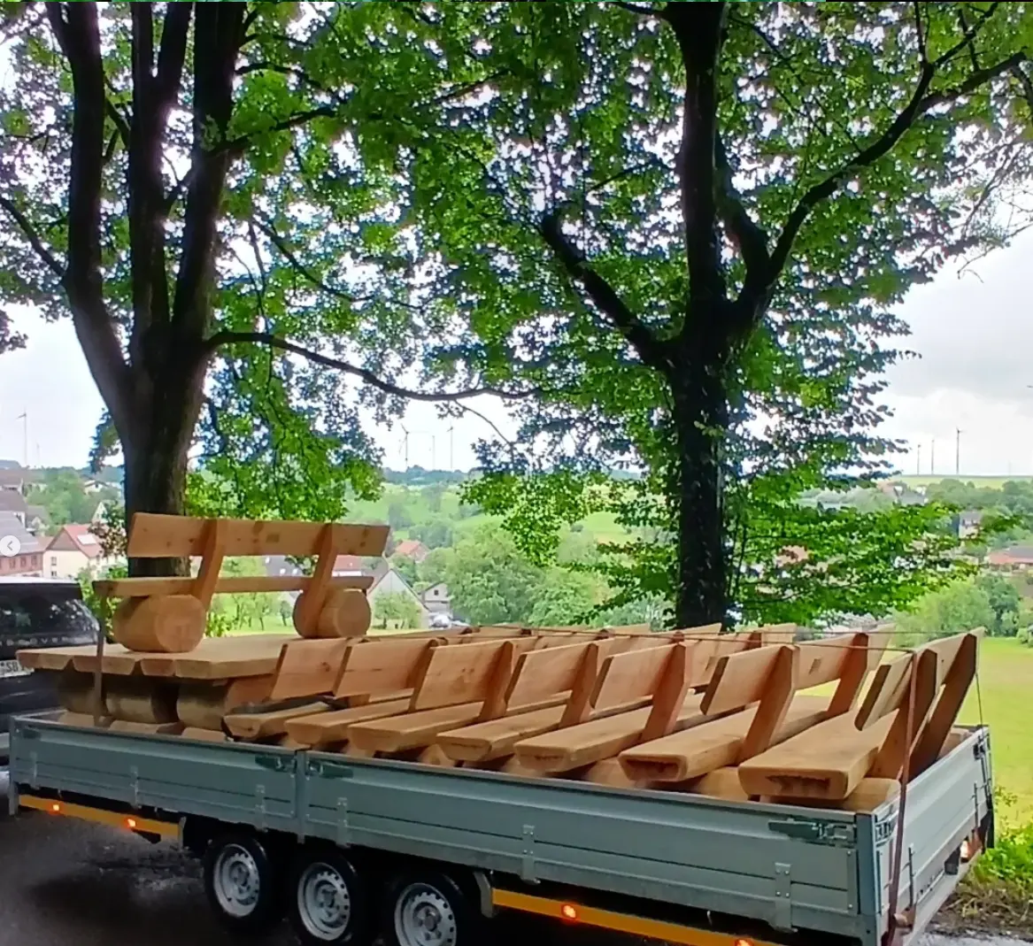 Feldberg rustikale Holzbank mit Lehne, 2,00 m lang, Douglasie natur