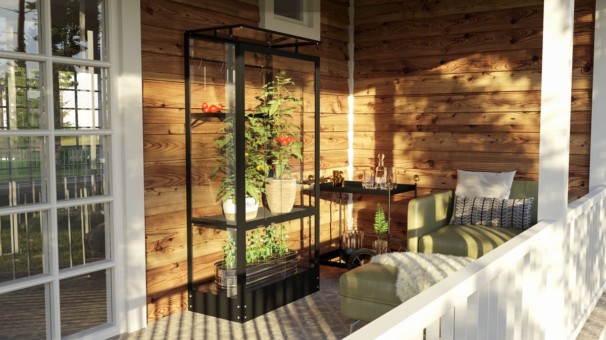 Vitavia Balkongewächshaus Polis mit Stahlfundament, schwarz, Echtglas