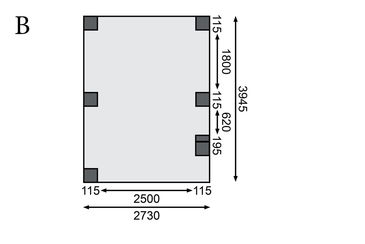 Einzelcarport CLASSIC 1 Variante B - 318x480 cm, kdi mit Stahldach