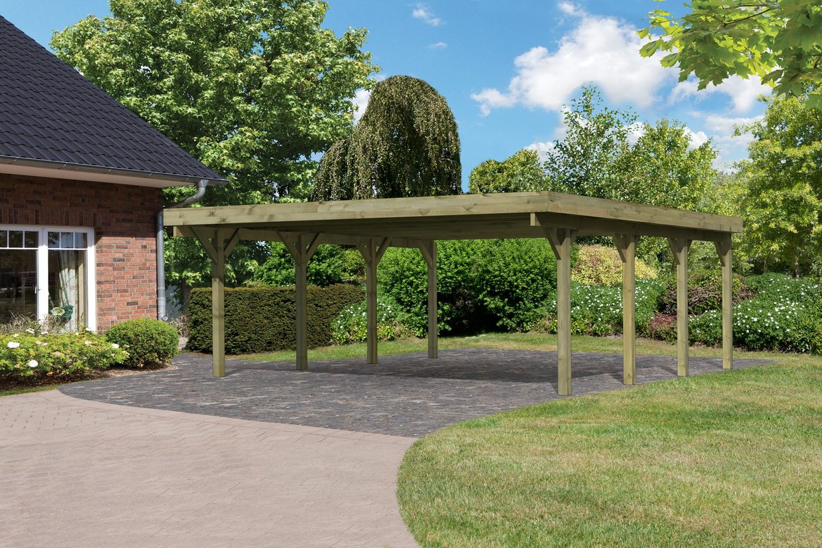 Doppelcarport CLASSIC 2 Variante A - 598x670 cm, kdi mit PVC-Dach