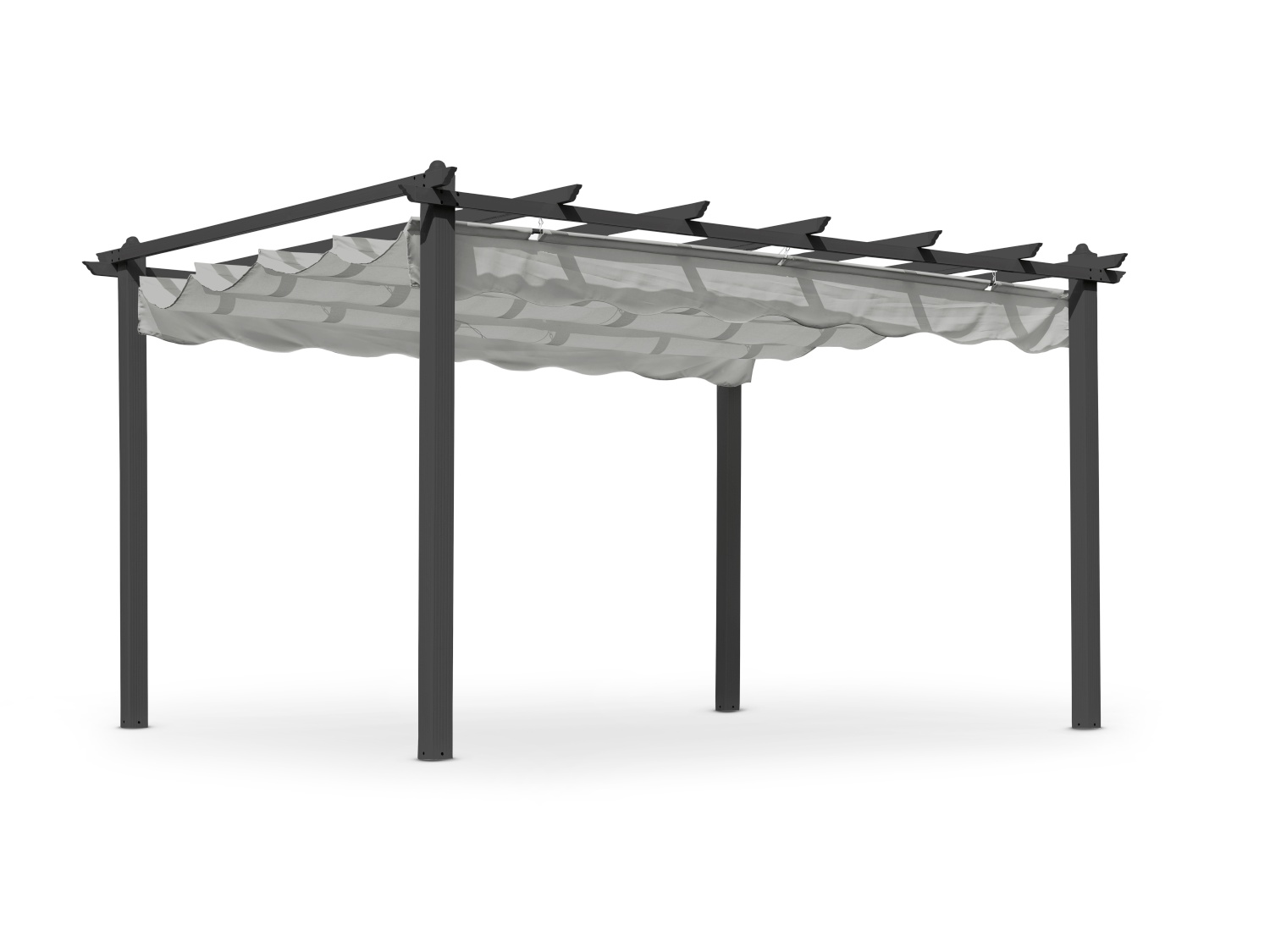 Skanör Alu-Pavillon/-Pergola 3x4 m grau mit Stoff-Sonnendach grau