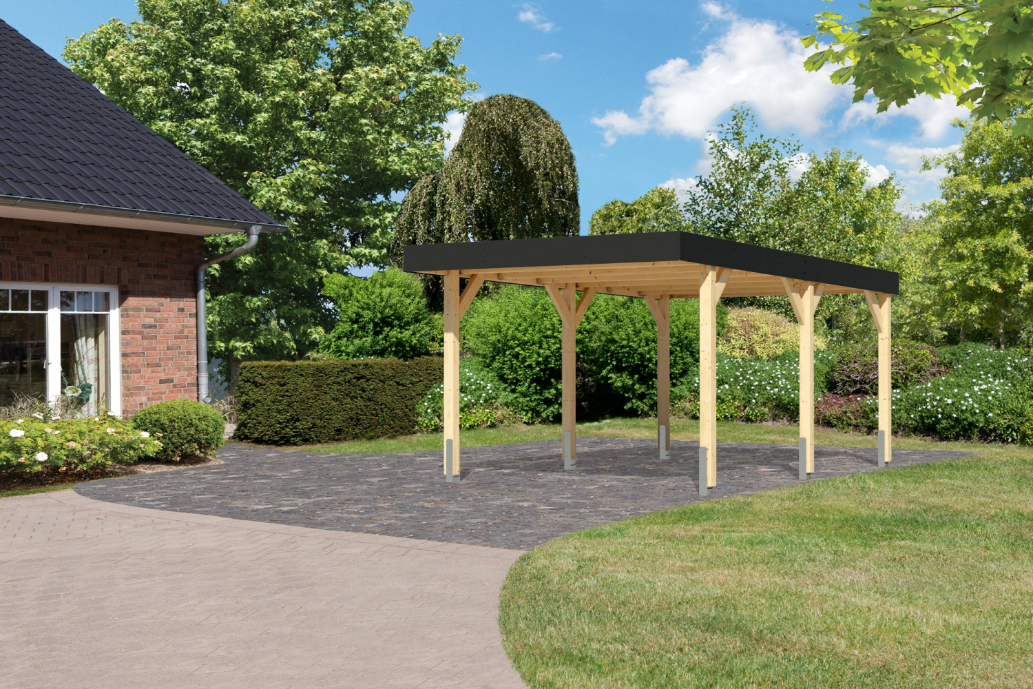 Einzelcarport Leimholz 1 - 318x575 cm, naturbelassen, Karibu