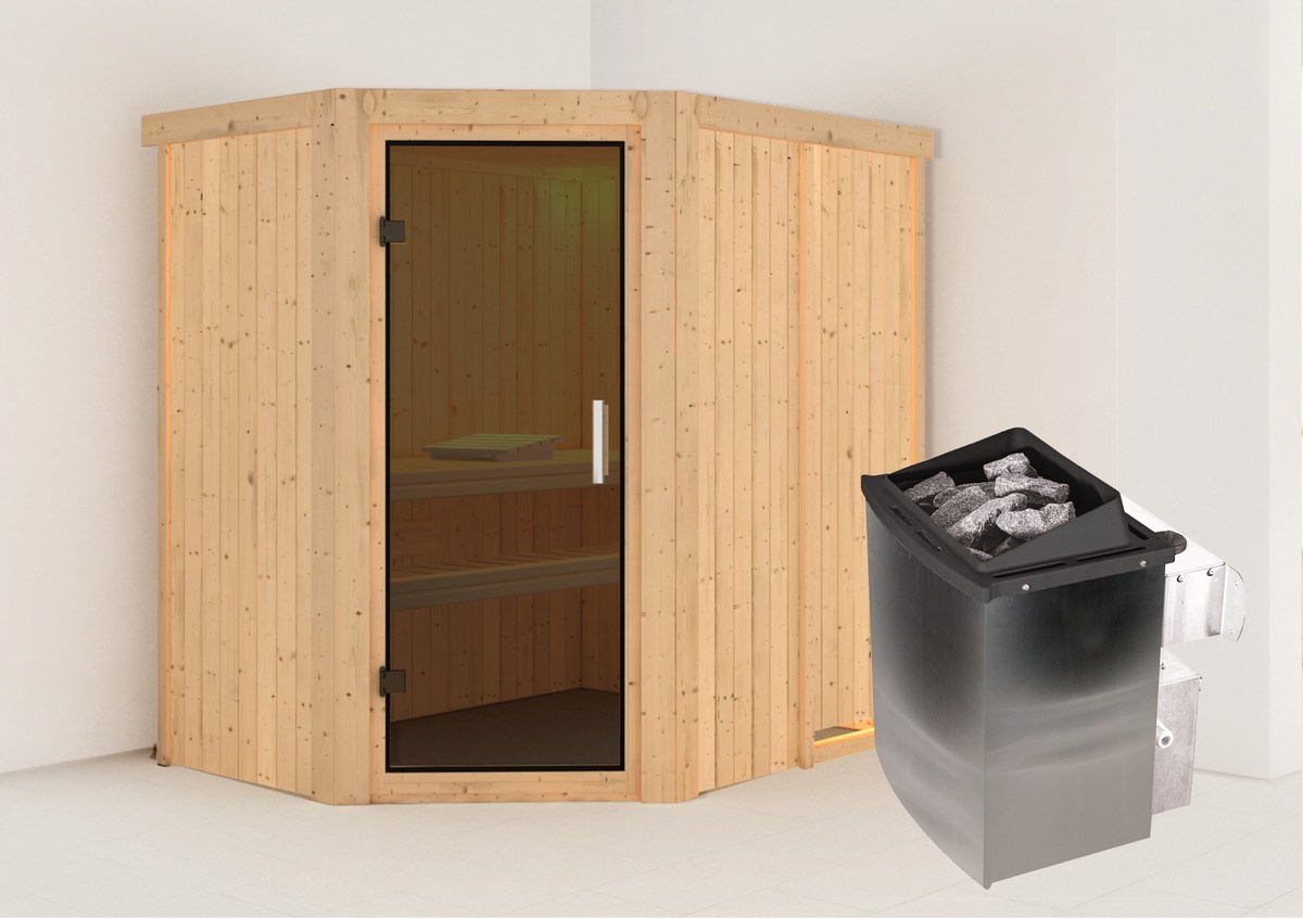 Aktionssauna Varberg 1 - 196x151 cm, 68 mm Systemsauna | Set-Ofen 1