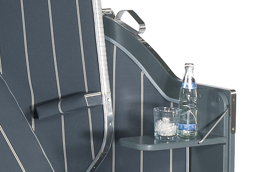 Strandkorb Classic silber mit Stoff 46 und Extras, 2-Sitzer Halblieger von SonnenPartner