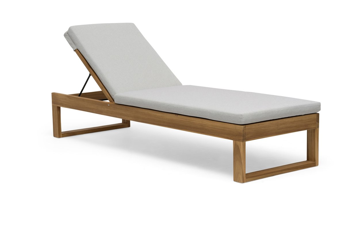 Himmelsnäs Teak-Sonnenliege mit Auflage beige, verstellbar