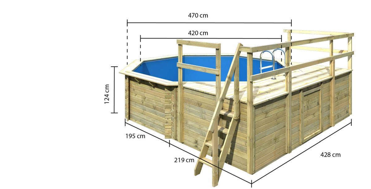 Karibu Pool Modell 2D Classic 470x550 cm, Holz kdi, mit Filter+Skimmer