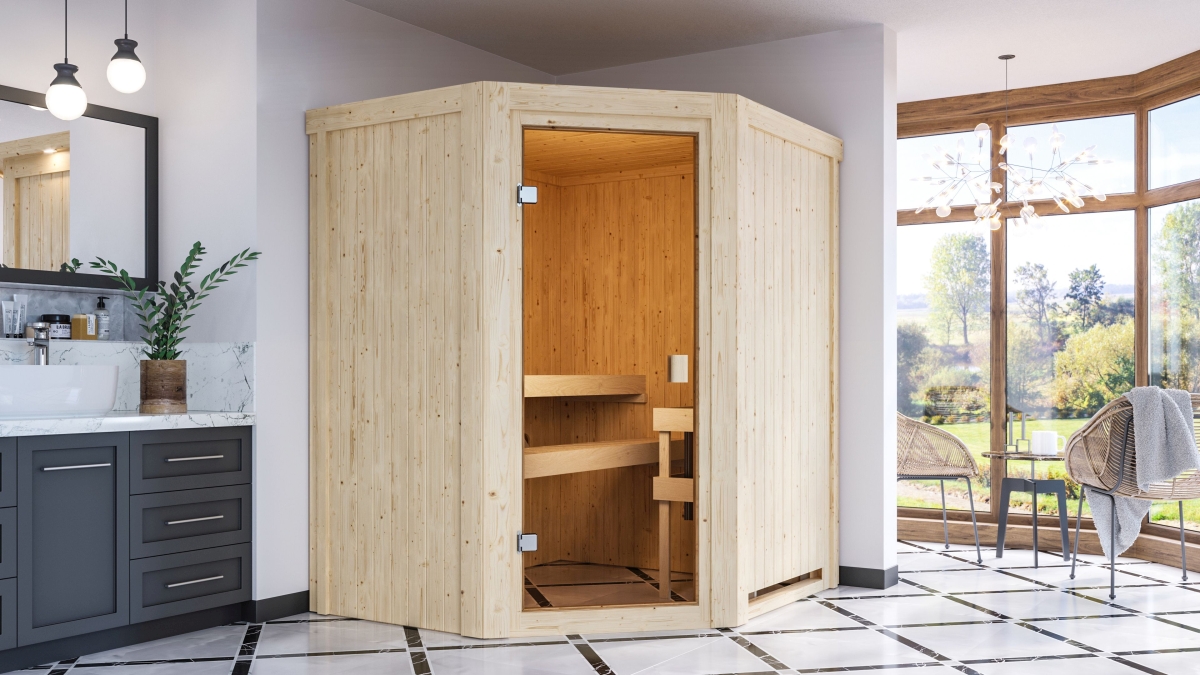 Karibu Sauna Faurin - 170 x 151 cm, 68 mm Systemsauna | ohne Ofen