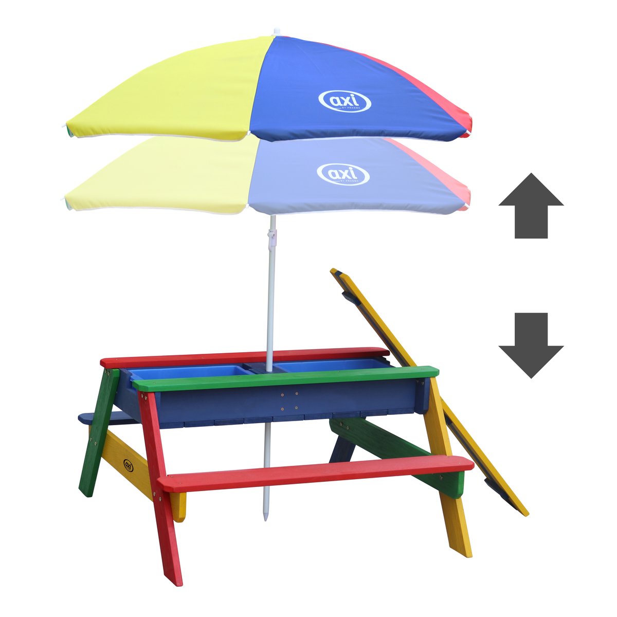 Sand-/Wasser-Spieltisch Nick Regenbogen mit Sonnenschirm Regenbogen