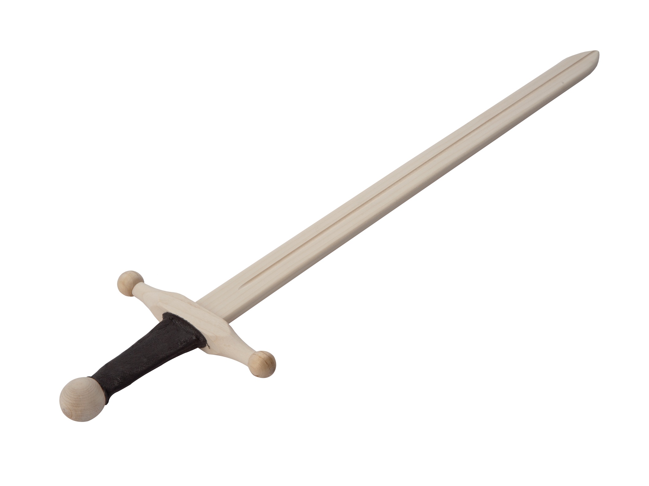 Spiel-Holzschwert 65cm mit Ledergriff, Birke