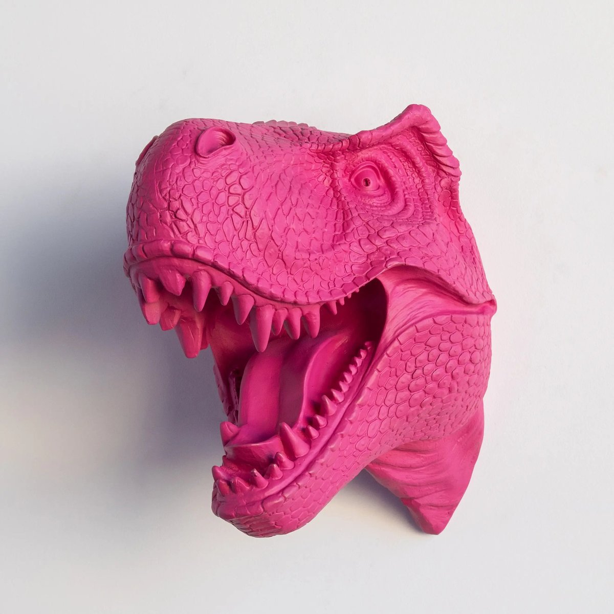 T-Rex Saurierkopf Wanddeko, Kunstharz pink