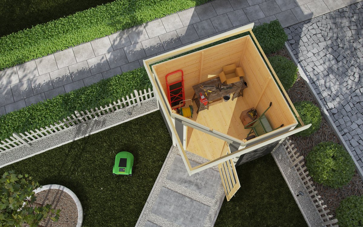 Gartenhaus Schwandorf 3, 213x217 cm, 19 mm Holz terragrau, Karibu