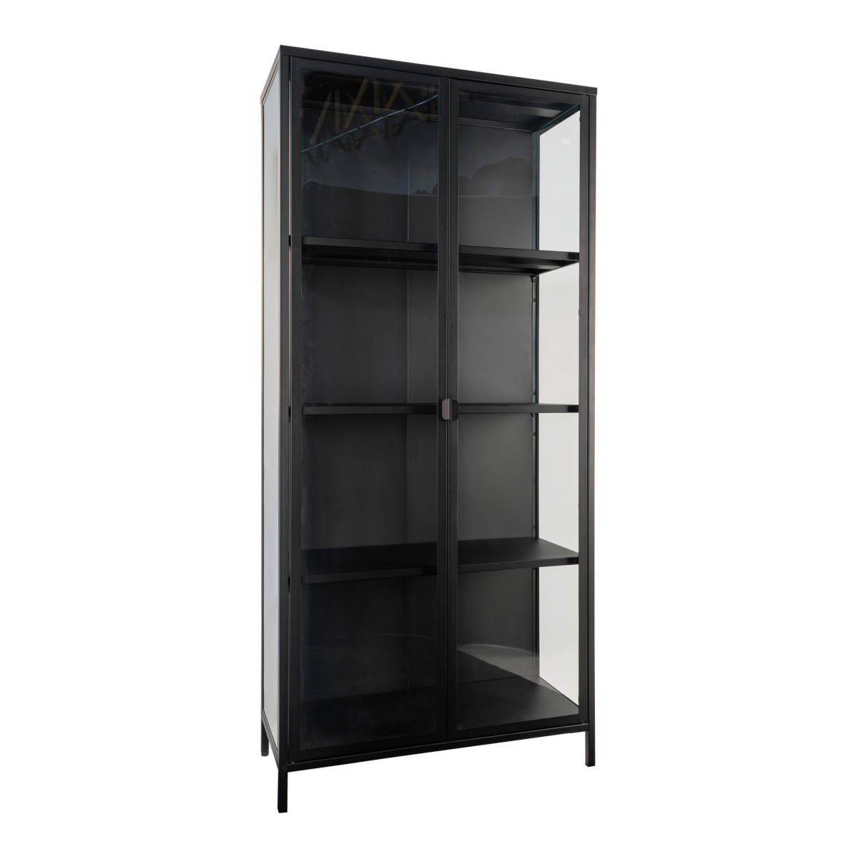 Vitrine - Brisbane, schwarz mit Glastüren