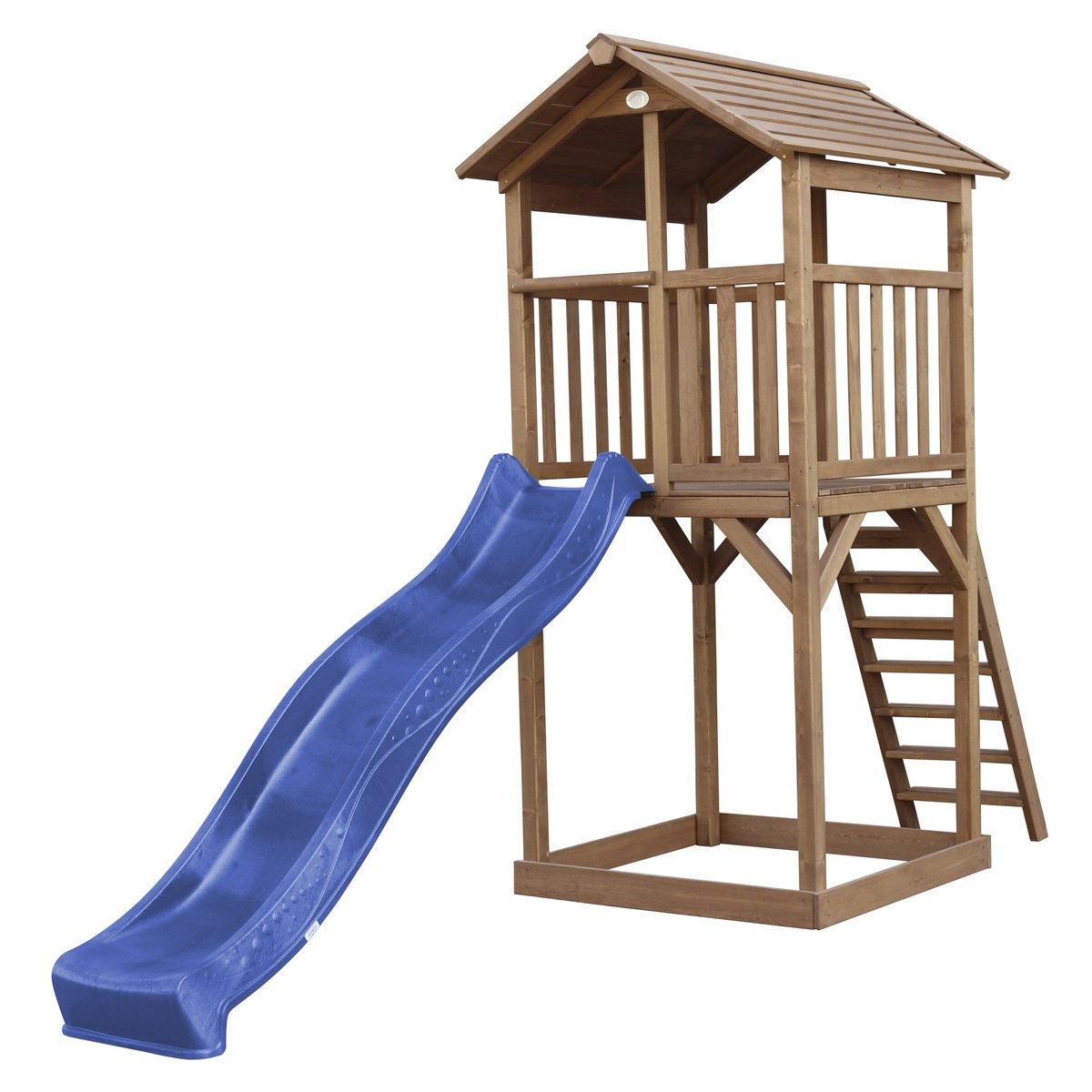 Spielturm Beach Tower Basic braun mit Rutsche blau