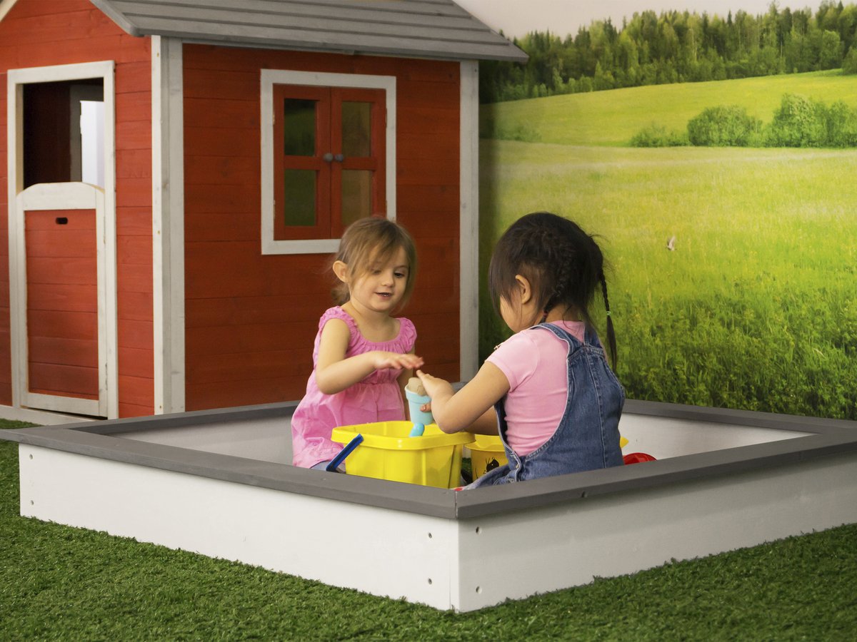 Sandkasten Sandy 127x127 cm grau/weiß