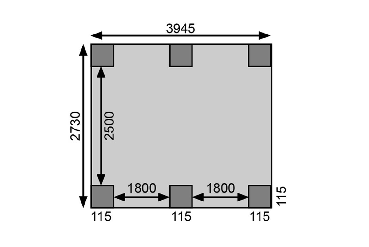 Einzelcarport CLASSIC 1 Variante A - 318x480 cm, kdi mit Stahldach