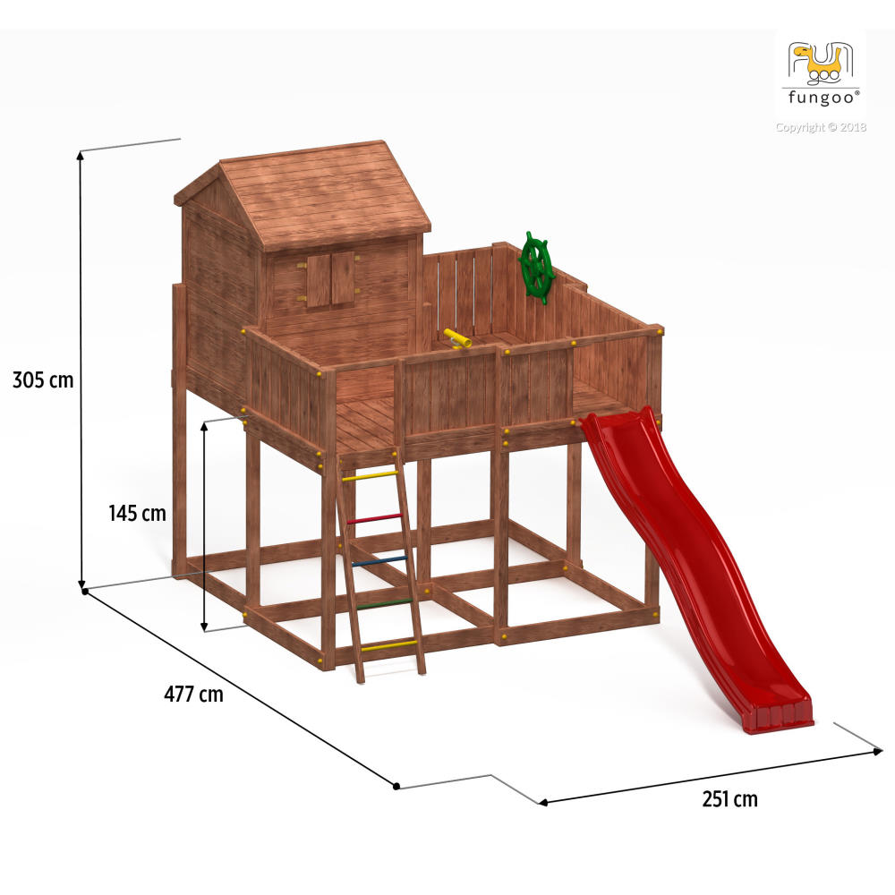 Fungoo Spielturm My SPACE XL , teak-farben lasiert