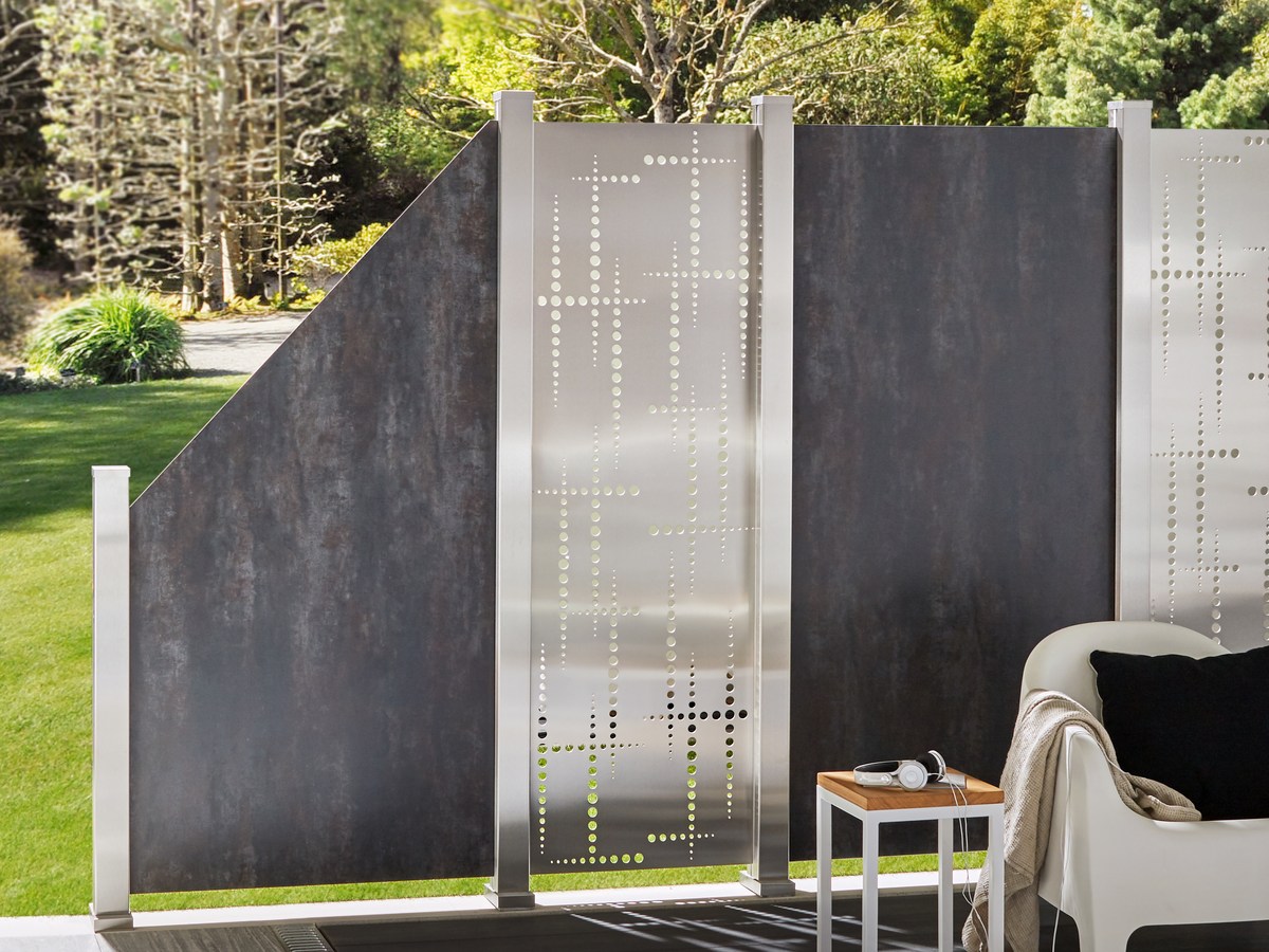 SYSTEM KERAMIK Sichtschutz Darknight 90x180/90 cm, 6mm Element Steinoptik