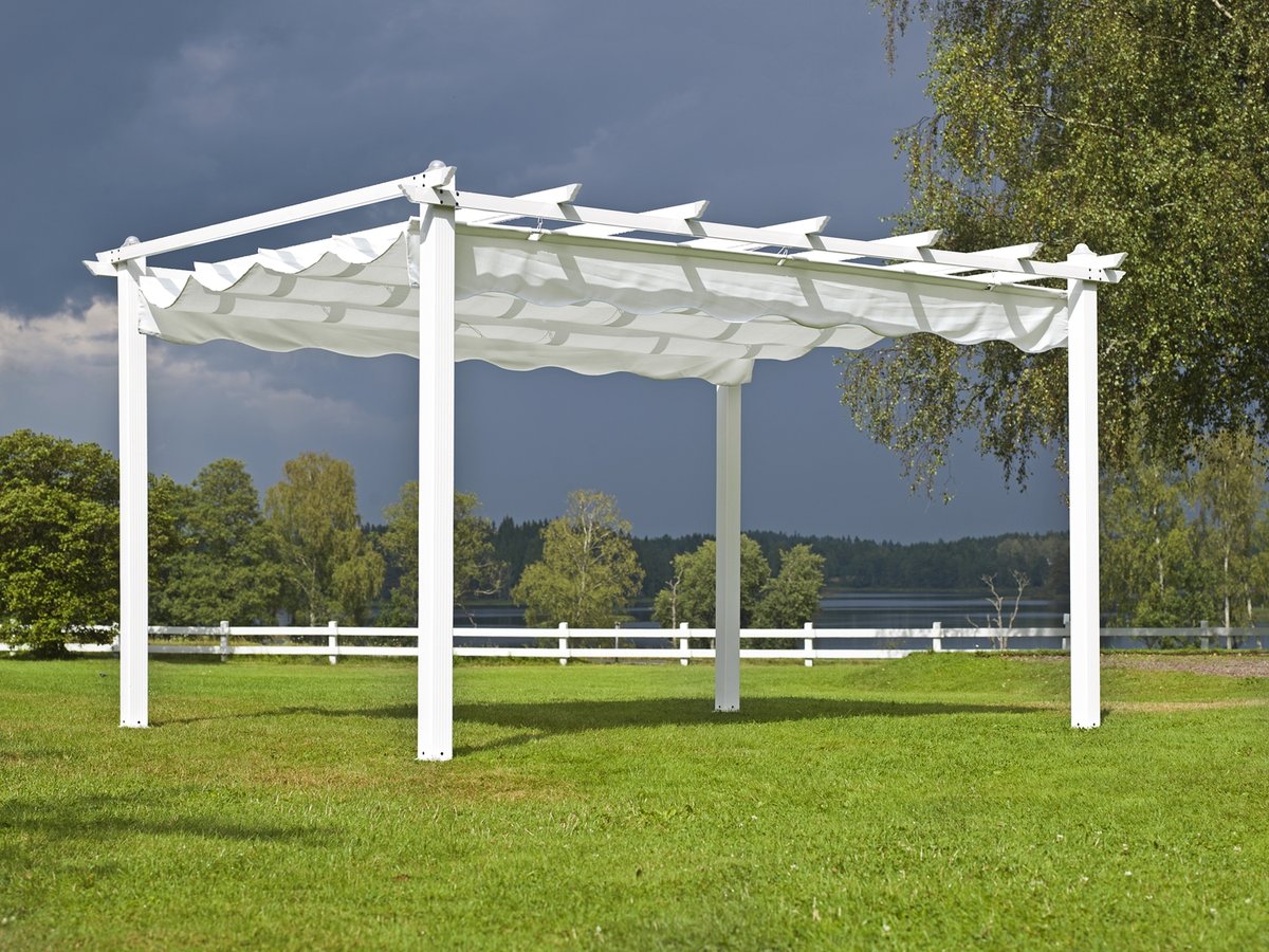 Pergolux Alu-Pavillon/-Pergola 300x400 cm mit Stoff-Sonnendach