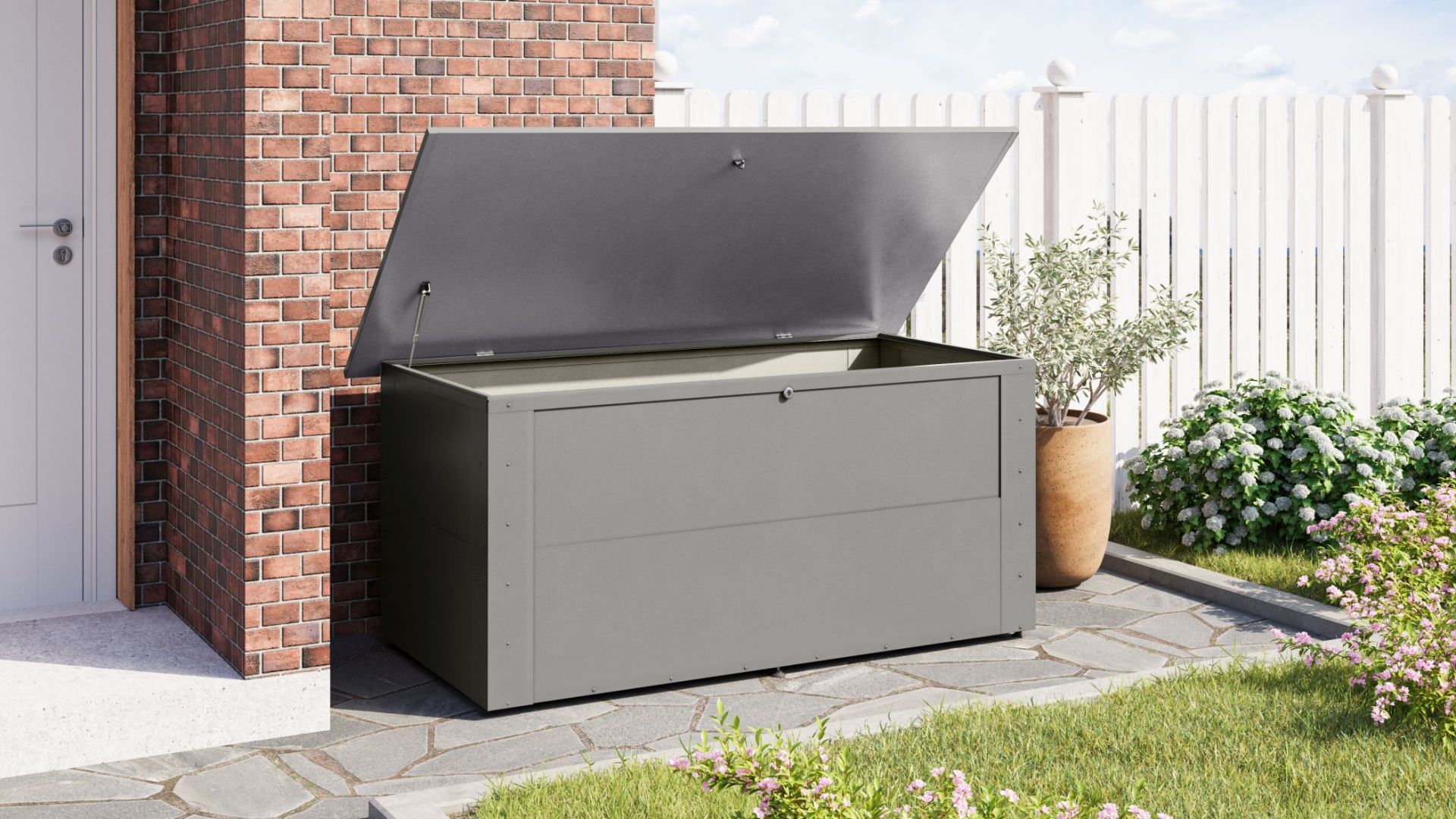 Metallbox Himalia 2 - 176x95x79 cm, Gartenbox graualuminium, Karibu