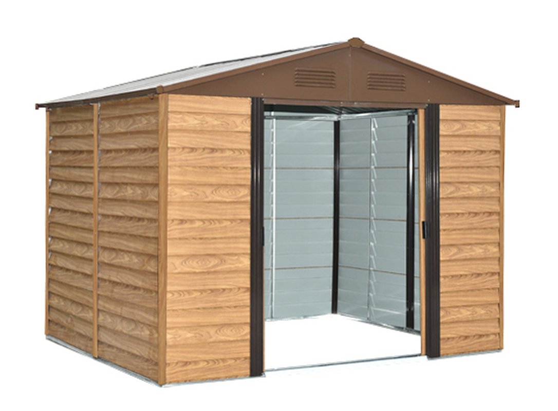 Metallgerätehaus Frankfurt II 1112, Holzoptik 321 x 366