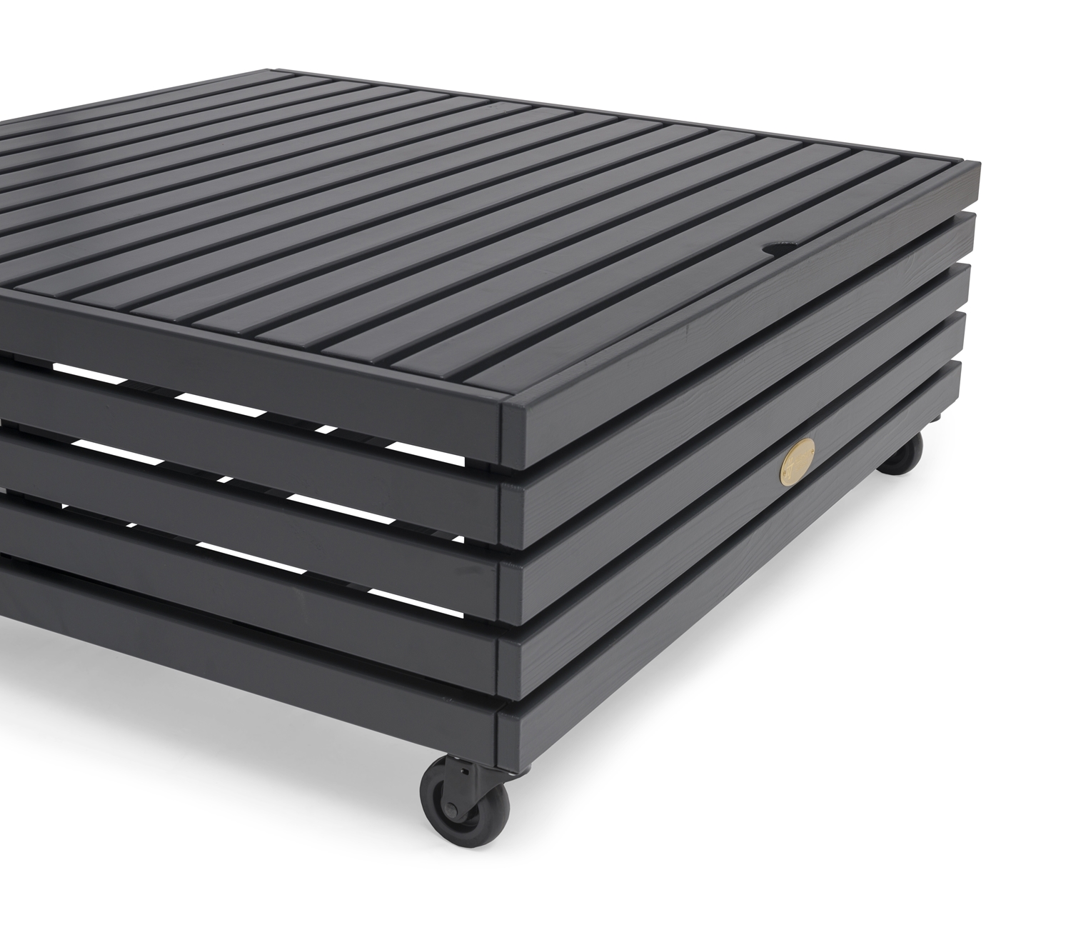 Bara Vara Hocker mit Stauraum, Lounge-Modul aus orkangrauem Kiefernholz