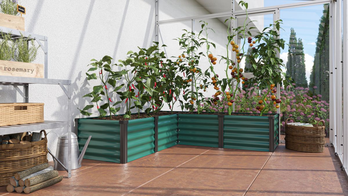 Vitavia Hochbeet Linus In&Out 401 M, Zincalume seegras/schwarz