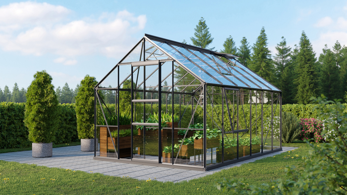 Vitavia Gewächshaus Meridian 1 9900 ESG3mm, schwarz