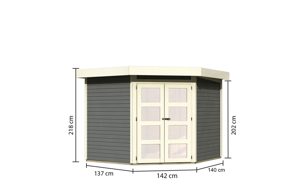Gartenhaus Goldendorf 5, 242x246 cm, 19 mm Holz terragrau, Karibu