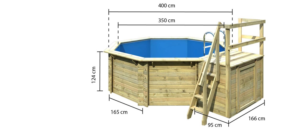 Karibu Pool Modell 1B Classic 400x480 cm, Holz kdi, Set mit Filter +Skimmer