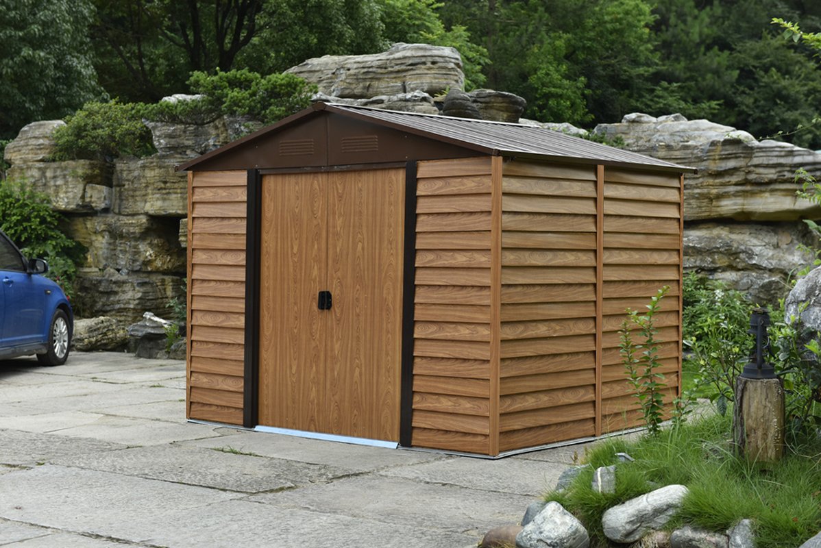 Metallgerätehaus Frankfurt II 1112, Holzoptik 321 x 366