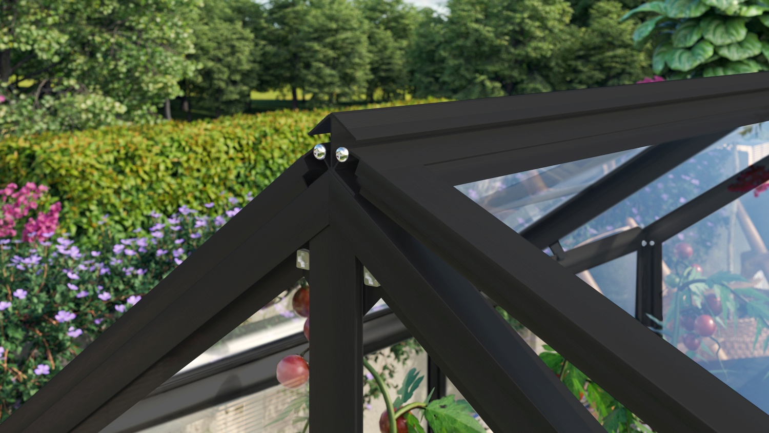 Vitavia Frühbeet Gamma mit 4 Dachfenstern, ESG 3 mm | schwarz