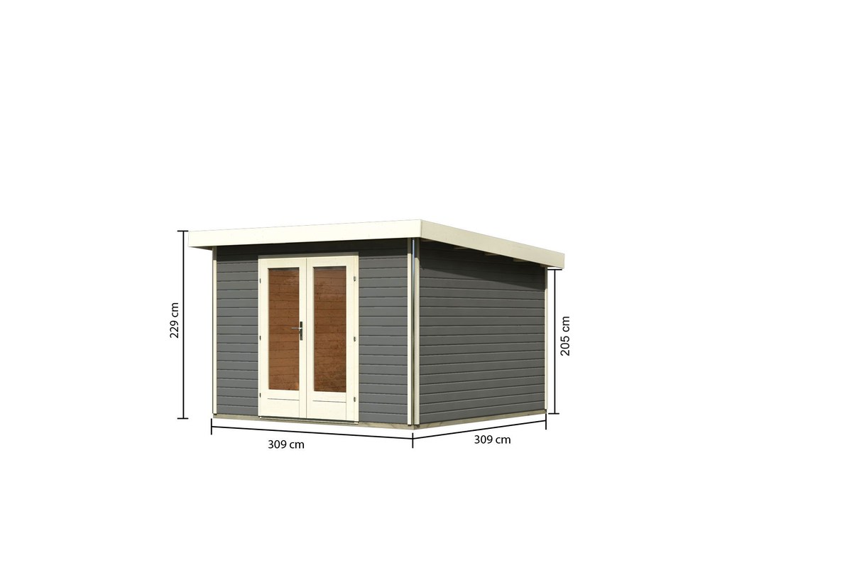 Gartenhaus Radeburg 1 - 309x309 cm, 40 mm Holz terragrau, Karibu