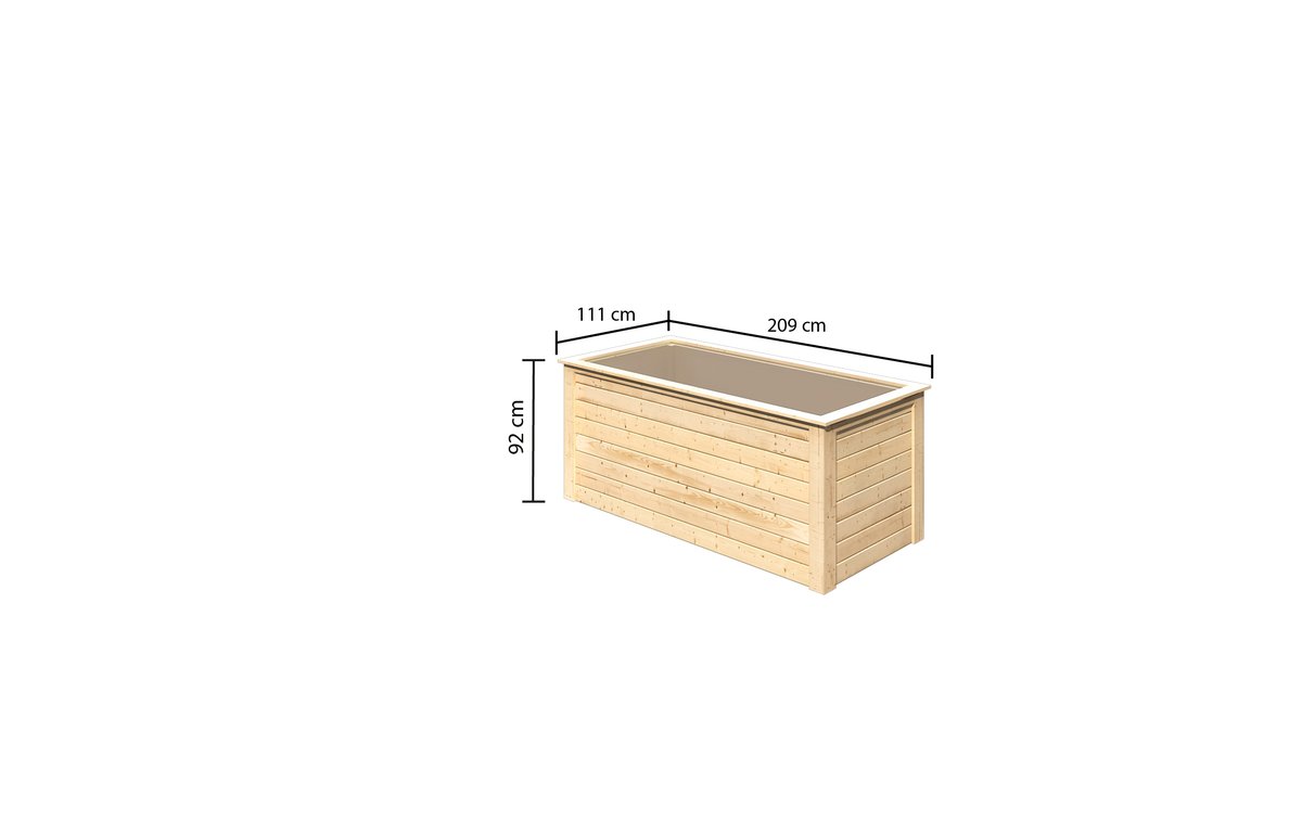 Karibu Hochbeet 1, 28 mm Holz naturbelassen, 2 x 1 m